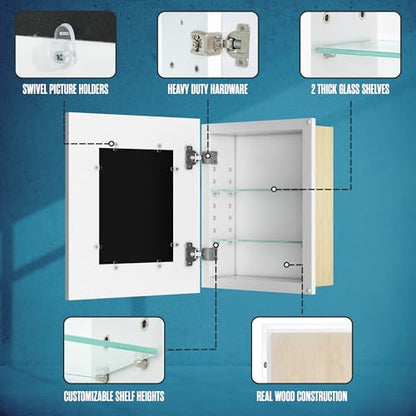 Medicine Cabinet No Mirror, Recessed Medicine Cabinet, 12x15 (14x17) | Houseables Hidden In Wall Niche, Without Mirror, Picture Frame, Concealed, Built In, Between Stud Shelf Insert, Bathroom - size: 12" x 15" ID, 14" x 17" OD
