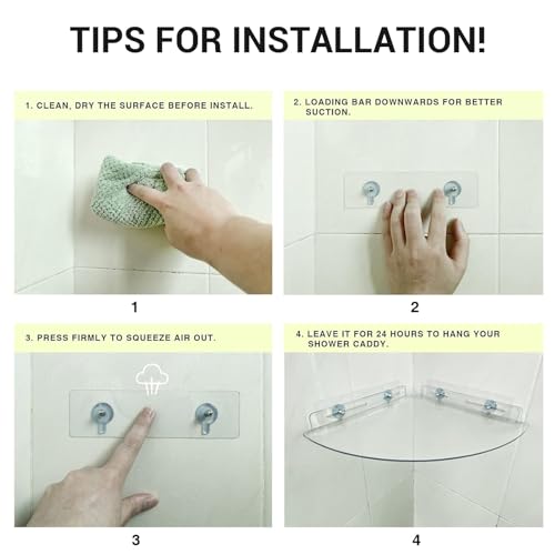 Floating Corner Shelf, Acrylic Clear Corner Shower Organizer Wall Mounted Storage Rack for Bathroom Kitchen Dorm Toilet