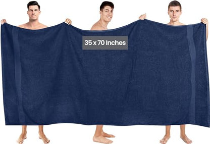 Utopia Towels Luxurious Jumbo Bath Sheet 2 Piece, 600 GSM, 35 by 70 Inches, 100% Ring Spun Cotton, Highly Absorbent and Quick Dry Extra Large Bath Towel, Super Soft Towel, Navy - color: Navy, size: 2 Piece Bath Sheet