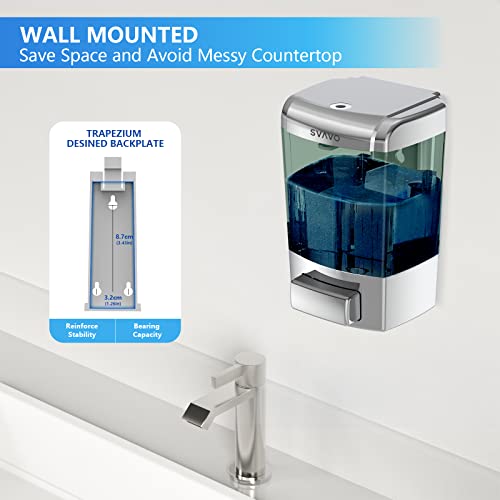 SVAVO Wall Mounted Soap Dispenser Kitchen Bathroom Manual Soap Dispenser Refillable Hand soap Dispenser for Liquid Contianers Shampoo Gel Chamber for Household Commerical 23.7oz (700ml) ABS - color: Chrome&clarity