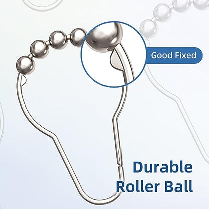 Titanker Shower Curtain Hooks Rings, Rust-Resistant Metal Shower Curtain Hooks for Bathroom Shower Rods Shower Hooks Shower Rings for Curtain - Set of 12, Nickel - color: Nickel