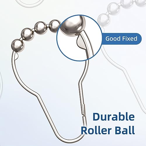 Titanker Shower Curtain Hooks Rings, Rust-Resistant Metal Shower Curtain Hooks for Bathroom Shower Rods Shower Hooks Shower Rings for Curtain - Set of 12, Nickel - color: Nickel