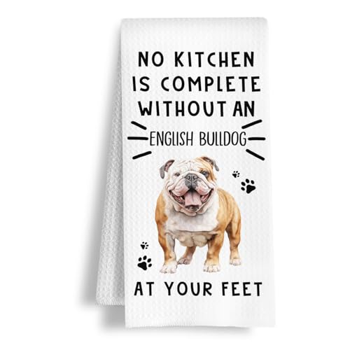 Funny English Bulldog Hand Towels for Kitchen Home Bathroom Decor, A Kitchen is Not Complete Without an English Bulldog Dish Towel, Dog Lovers Gift, 16×24 Inch - color: English Bulldog-kitchen
