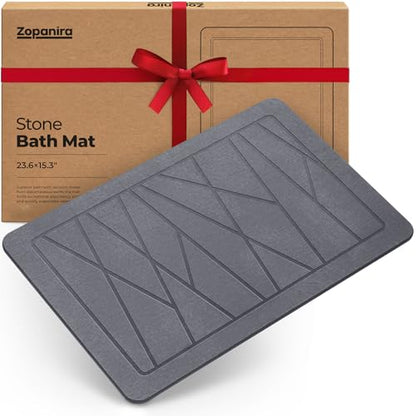 Grey Bath Mat - Stone Mat Bathroom - Shower Floor Mat Non Slip - Diatomaceous Earth Mat - Alfombra De Piedra para Baño (Gray) - color: Grey