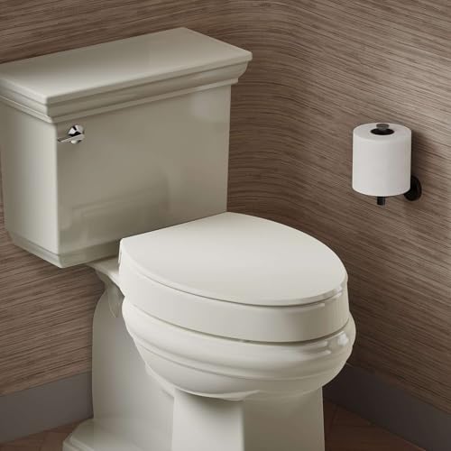 KOHLER Hyten 3" Height Solft Close Elongated Toilet Seat, White | 25875-0, Elevated Contoured Seat, Grip-Tight Bumpers, Quick-Attach Hardware - color: White, size: Elongated