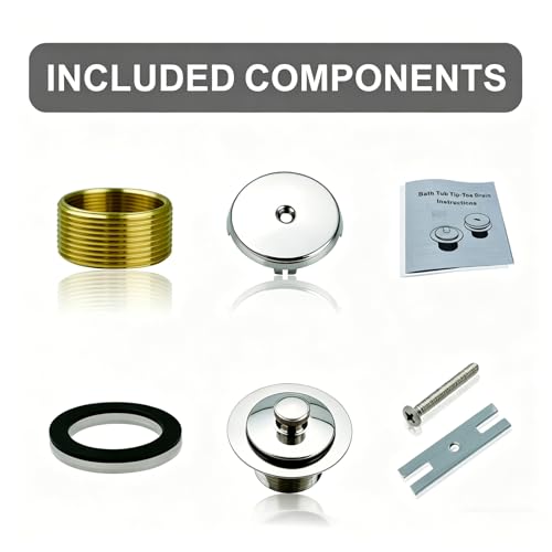 WELSAN Bath Tub Drain Kit, Lift & Turn Bathtub Drain Stopper, Chrome Plated | All Metal, Single Hole Overflow Faceplate, Fine/Coarse Thread Conversion Twist Trim Kit, For 1-3/8" and 1-1/2" Bathtub Drains - color: Chrome Plated