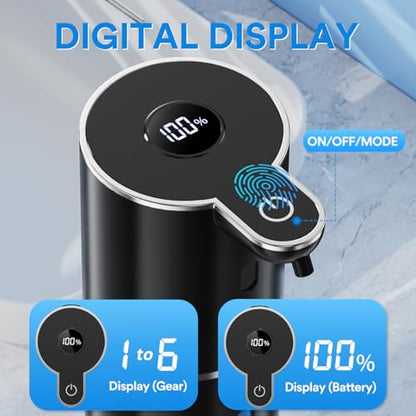 Automatic Foaming Soap Dispenser Touchless, Rechargeable Electric Hand ＆ Dish Soap Dispenser for Bathroom and Kitchen - Smart Digital Display, 6 Adjustable Level, 380ml, Wall Mounted, IPX5 - color: Black, style: Foam