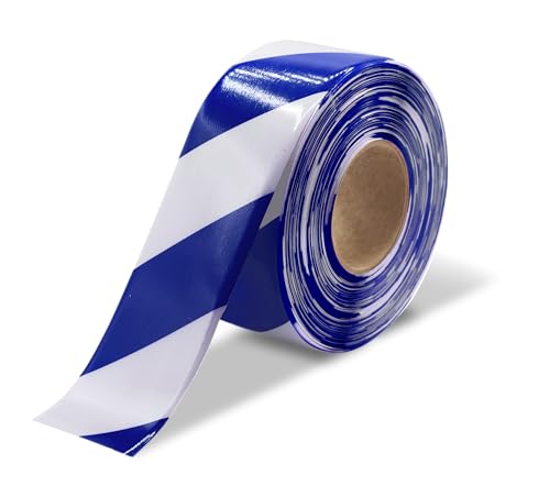 Ultra Line Ultra Durable Chevron/Hazard Floor Marking Tape for Safety, Caution, Warning, Flooring, Heavy-Duty, Peel and Stick, Adhesive, Industrial Quality, Blue and White, 3" by 100' Roll - color: Blue and White, size: 3" by 100' Roll