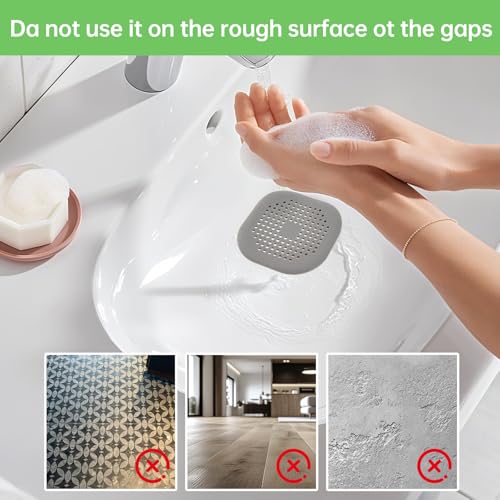 Hair Drain Catcher,Square Drain Cover for Shower Silicone Hair Stopper with Suction Cup,Easy to Install Suit for Bathroom,Bathtub,Kitchen 4Pack (White) - color: White