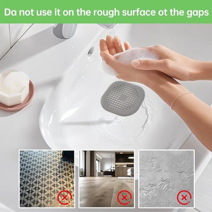 Hair Drain Catcher,Square Drain Cover for Shower Silicone Hair Stopper with Suction Cup,Easy to Install Suit for Bathroom,Bathtub,Kitchen 4Pack (Gray+White) - color: Gray+white