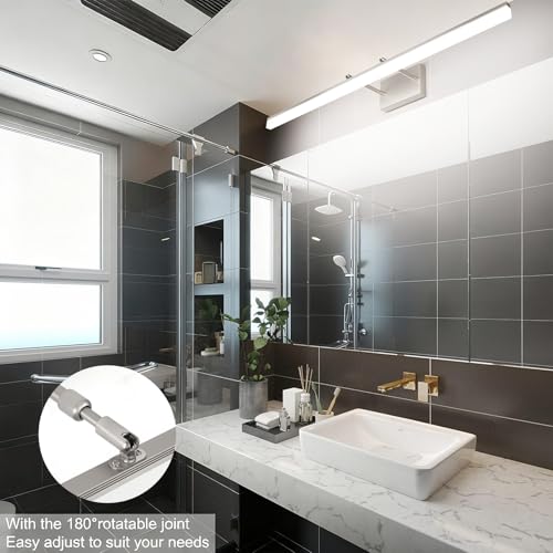 Aipsun 40 inch Modern Brushed Nickel Vanity Light Adjustable LED Bathroom Light Fixtures Over Mirror Rotatable Vanity Lighting 5500K - color: Brushed Nickel, size: 40 in