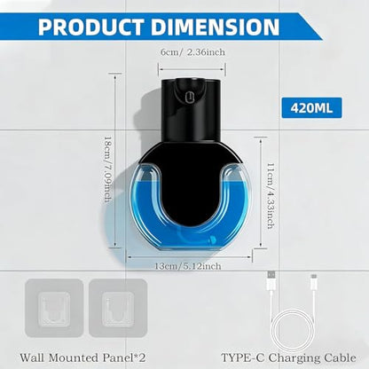 2Pack Automatic Soap Dispenser Touchless, Rechargeable Foaming Soap Dispenser,15oz/420ml Smart Hand Soap Dispensers,4-Level Adjustable,Wall Mount for Bathroom Kitchen Dish Soap,Hands-Free,Black - color: 2 Pack-black 02, style: Foam
