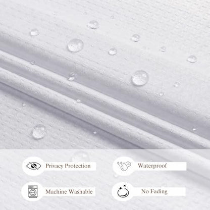 Aiyufeng Waterproof Fabric Shower Curtains for Bathroom，Dot Like Embossed Textured Soft Polyester Cloth Stall Shower Curtain，Hotel Luxury Quality Machine Washable，36Wx72L，White - color: White, size: 36"W x 72"L (Pack of 1)