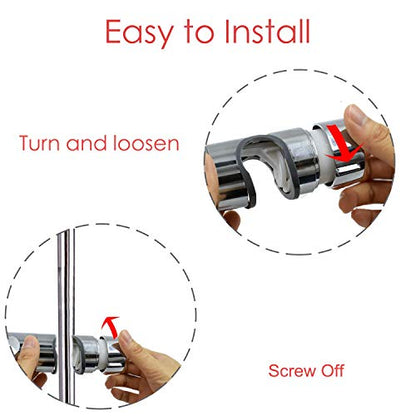 Universal Adjustable Shower Head Holder Slide Bar Bracket Replacement for Slide Bar (18-25MM O.D. , Bathroom Slider Clamp ,360 Degree Rotation ,Sprayer Holder )