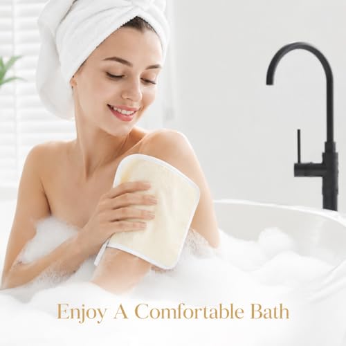 MAQIHAN Exfoliating Washcloth - 4 Pack Loofah Wash Cloth for Body and Face | Body Scrubber Wash Cloths for Showering, Exfoliating Shower Towel for Women and Men, Double-sided Bath Towel, 8 x 10 Inch