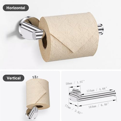 Lairuier Bathroom Hardware Set, 4-Piece Towel Holder Set Include Toilet Paper Holder,Towel Ring and 2 Towel Hooks Stainless Steel Wall Mounted Bathroom Hardware Accessories Set (Polished Chrome) - color: Polished Chrome, size: Set A