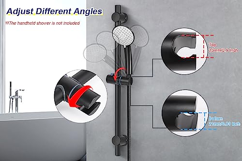 NearMoon Shower Slide Bar with Height/Angle Adjustable Handheld Shower Holder, Bathroom SUS 304 Stainless Steel Shower Head Holder for Bath (Screw Mounted, Matte Black) - color: Matte Black, style: Screw Mounted