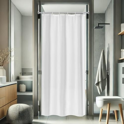AooHome Fabric Shower Curtain, 36 Width x 72 Height Inch Stall Size Bathroom Curtain for Hotel, Waterproof, White - color: Solid White, size: 36"W x 72"L (Pack of 1)