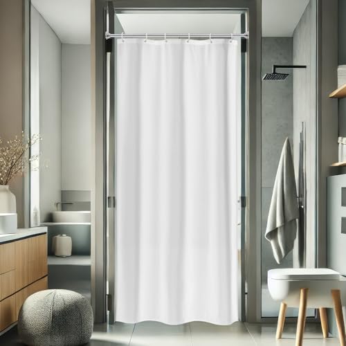 AooHome Fabric Shower Curtain, 36 Width x 72 Height Inch Stall Size Bathroom Curtain for Hotel, Waterproof, White - color: Solid White, size: 36"W x 72"L (Pack of 1)