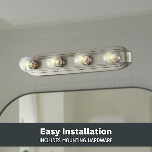 Designers Fountain 4-Lights Melrose Vanity Light Fixture, 24 Inch Wall Mount Sconce for Bathroom, Bedroom or Mirror, Brushed Nickel, 6614-BN - size: 4-Light