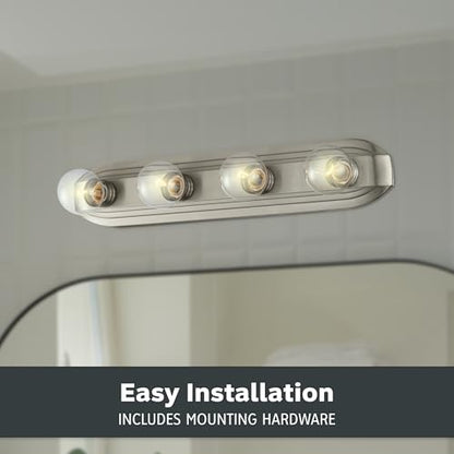 Designers Fountain 4-Lights Melrose Vanity Light Fixture, 24 Inch Wall Mount Sconce for Bathroom, Bedroom or Mirror, Brushed Nickel, 6614-BN - size: 4-Light