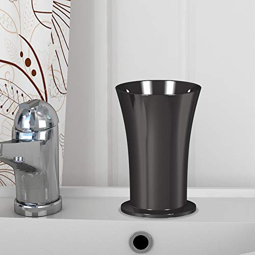 nu steel Midnight Metal Cup for Bathroom Vanity Countertops for Rinsing,Drinking, Storing Dental Accessories and Organizing Makeup Brushes,Eye Liners-Black Nickel