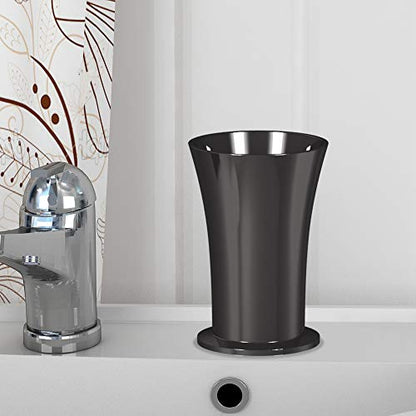 nu steel Midnight Metal Cup for Bathroom Vanity Countertops for Rinsing,Drinking, Storing Dental Accessories and Organizing Makeup Brushes,Eye Liners-Black Nickel