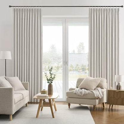 RAIN CITY Natural Birch Blackout Curtains 84 Inch Long 2 Panels 50" x 84" | Boho Farmhouse Linen Drapes for Living Room Darkening/Thermal/Noise Reduction Textured 7ft Hook Included Off White - color: Birch, size: 50"W x 84"L (Pack of 2)