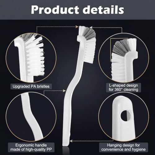 Patelai 5 Pcs Vegetable Scrubber Brush, 90 Degree Angle Fruit Cleaning Brush with PET Bristles, Multi Use Cleaning Tools for Fruits Vegetables Sink Tile Grout Window Track Corners