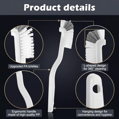 Patelai 5 Pcs Vegetable Scrubber Brush, 90 Degree Angle Fruit Cleaning Brush with PET Bristles, Multi Use Cleaning Tools for Fruits Vegetables Sink Tile Grout Window Track Corners