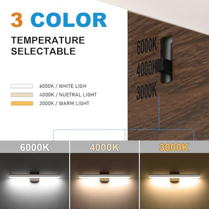 SineRise LED Modern Bathroom Vanity Light Fixtures (24-Inch, 3000K/4000K/6000K, Dimmable), Brown Wood Painted Modern Acrylic Bathroom Wall Lighting Fixtures Over Mirror - color: Brown, size: 24-Inch