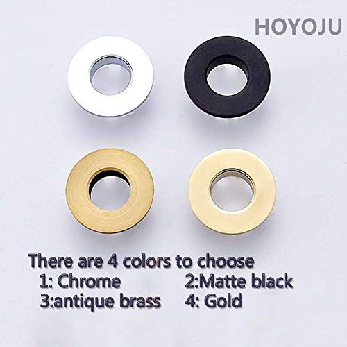 Sink Basin Trim Overflow Cover Brass Insert in Hole Round Caps Matte Black 3 PCS - color: Matte Black 3 Pcs
