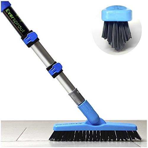 EVERSPROUT 1.5-to-3 Foot Grout Brush Scrubber Pro w/Long Handle Pole | Stiff V-Shape Bristles Built for Corners & Tough Grime | Swivel Design Cleans Shower Tile, Kitchen, Bathroom, Outdoor Concrete - style: Grout Brush + 3' Pole