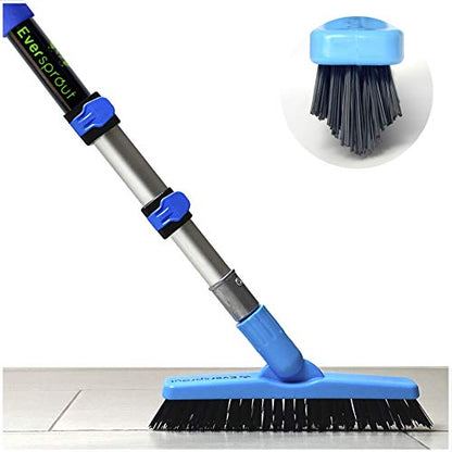 EVERSPROUT 1.5-to-3 Foot Grout Brush Scrubber Pro w/Long Handle Pole | Stiff V-Shape Bristles Built for Corners & Tough Grime | Swivel Design Cleans Shower Tile, Kitchen, Bathroom, Outdoor Concrete - style: Grout Brush + 3' Pole