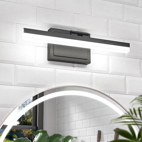 VOLISUN Modern Bathroom Vanity Light 15.7 inch, 20W Dimmable 5CCT Led Bathroom Light Fixture Over Mirror, Black Bar Vanity Light for Bathrooms Mirror Cabinets Bedroom-ETL Certificated - color: Black, size: 15.7 inch