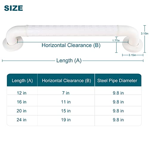 Handicap Grab Bars for Shower ，Elderly Wall Mount bathro Safety ， Handle Bath Grab Anti Slip Grip Heavy Duty （White11.8in） - size: 11.8*1.4in