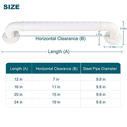 Handicap Grab Bars for Shower ，Elderly Wall Mount bathro Safety ， Handle Bath Grab Anti Slip Grip Heavy Duty （White11.8in） - size: 11.8*1.4in