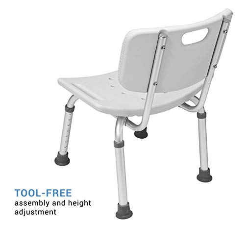 Graham-Field 7921KD-1 Lumex Shower Chair with Backrest, Adjustable-Height Bath Seat, Wide 20" Seat Supports, 350 lb.