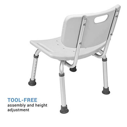 Graham-Field 7921KD-1 Lumex Shower Chair with Backrest, Adjustable-Height Bath Seat, Wide 20" Seat Supports, 350 lb.