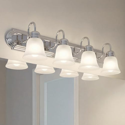 Kichler 30" 4-Light Vanity Bath Light in Chrome, Modern Bathroom Light with Clear Satin Etched Glass, ("30" W x 8" H), 5338CHS - color: Chrome, size: 30"