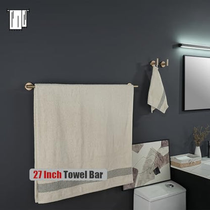 JQK Champagne Bronze Bath Towel Bar, 30 Inch 304 Stainless Steel Thicken 0.8mm Towel Rack Bathroom, Towel Holder Wall Mount, Useable Length 27 Inch, TB110L27-CB - color: Champagne Bronze, size: 30.15 Inch