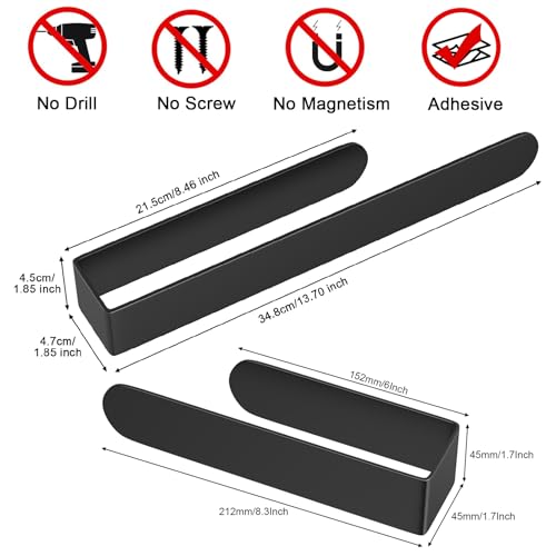 HUFEEOH Adhesive Hand Towel Holder, 8 Inch Sticky Towel and 14 Inch Bar Towel Holder Wall Mounted, Stainless Steel Kitchen Towel Holder Hand Towel Rack for Bahtroom Hotel RV Kitchen (Black 8"&14”) - color: Black, size: 2PC (8 Inch + 14 Inch)