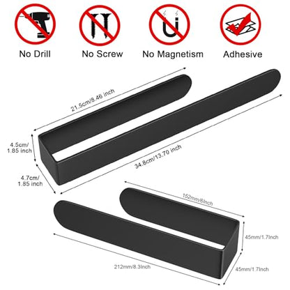 HUFEEOH Adhesive Hand Towel Holder, 8 Inch Sticky Towel and 14 Inch Bar Towel Holder Wall Mounted, Stainless Steel Kitchen Towel Holder Hand Towel Rack for Bahtroom Hotel RV Kitchen (Black 8"&14”) - color: Black, size: 2PC (8 Inch + 14 Inch)