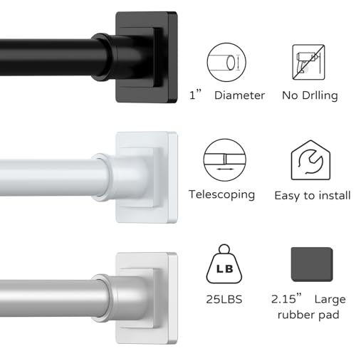 UIOSANRT White Shower Curtain Rod 31-68 Inches Non-Slip Shower Rod Tension Mounted No Drill Shower Curtain Rods Spring Tension Rod Adjustable Tension Curtain Rod for Windows Bathroom - color: White, size: 31"-68"