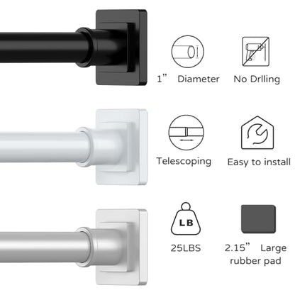 UIOSANRT White Shower Curtain Rod 31-68 Inches Non-Slip Shower Rod Tension Mounted No Drill Shower Curtain Rods Spring Tension Rod Adjustable Tension Curtain Rod for Windows Bathroom - color: White, size: 31"-68"