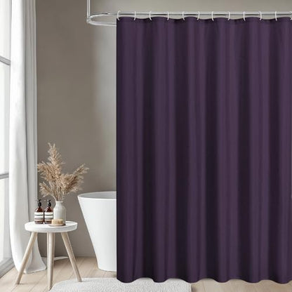 2-in-1 Waterproof Fabric Shower Curtain,No Separate Liner Needed,Linen Textured,Effortless Cleaning & Washable Bathroom Shower Curtain Set with 12 Plastic Hooks,72"x72",Purple - color: Purple, size: 72"W x 72"L (Pack of 1)