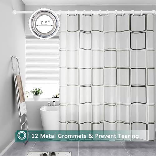 Shower Curtain Liner, Big Square Waterproof PEVA Shower Curtains with 3 Duty Heavy Bottom Magnets and 12 Rust Proof Grommets, 72x72 Weighted Shower Liner for Shower Stall, Bathtubs - color: Big Square