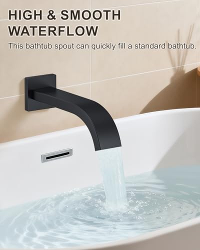 Shower System with Tub Spout, Wall Mounted Bathtub Shower Faucet Set, 12" Rainfall Shower Head and Handheld Shower Combo, High Pressure Shower Fixtures Set with Rough-in Valve, Matte Black - color: Matte Black, style: 12" Wall Mounted Shower System with T