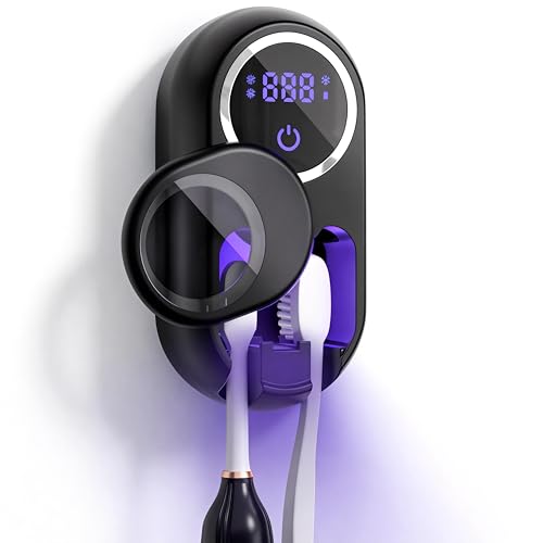 Toothbrush Sanitizer Holder, Wall-Mounted with Auto-Inductive Cover & 140°F Air Drying, Bathroom Organizer, Black