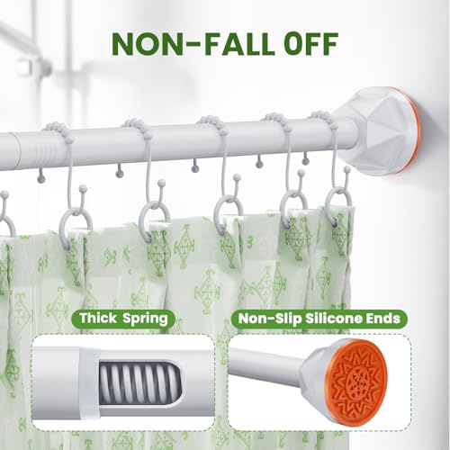 TITGIPE White Shower Curtain Rod 32-80 inch, Adjustable shower rods for bathroom, Stainless Steel, Never Rust, No Drill - color: white, size: 32-80 inches